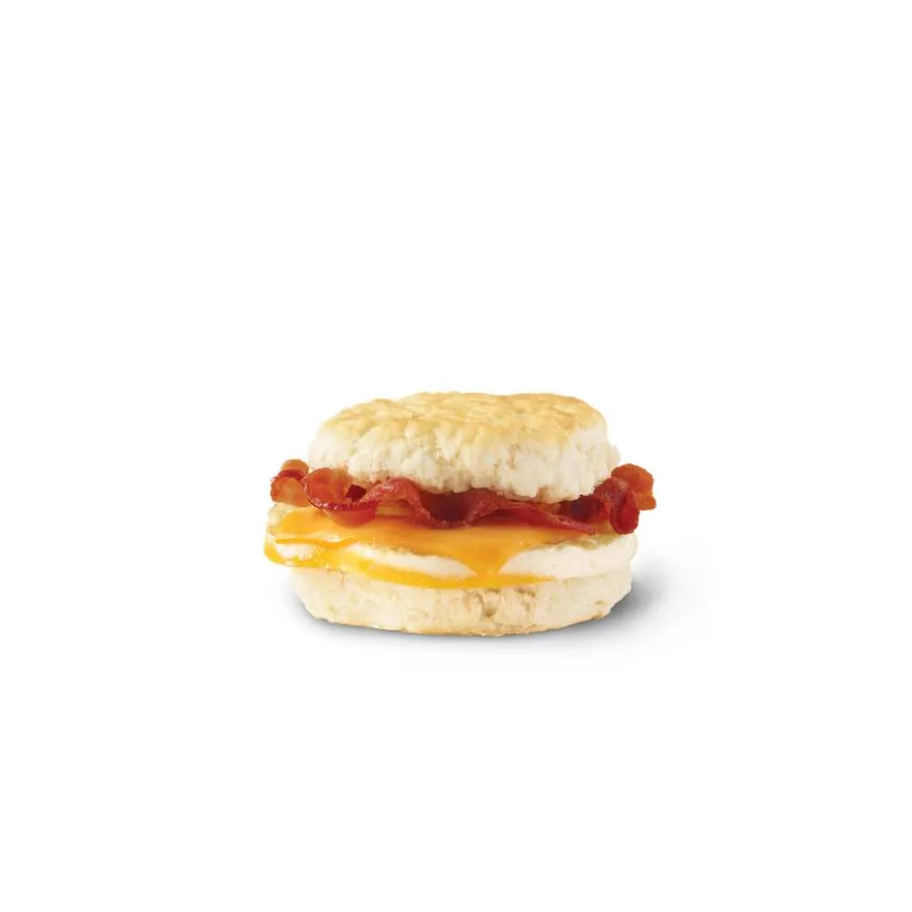Wendy's bacon egg and cheese served on a fluffy Southern style biscuit