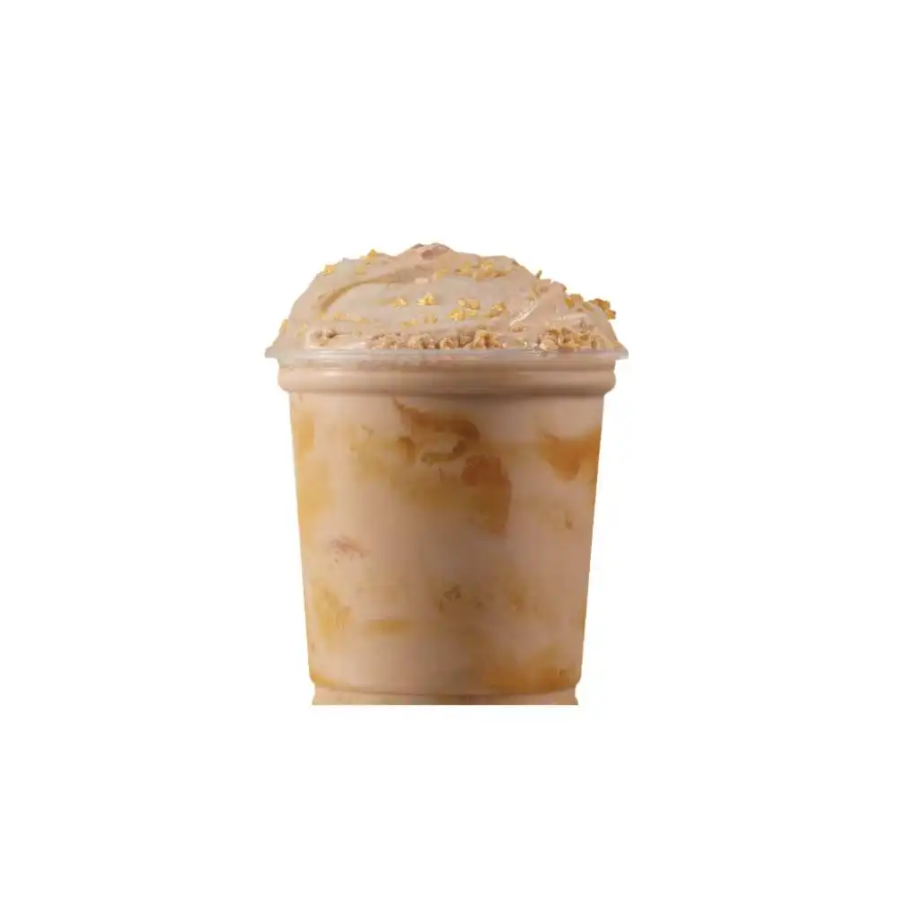 Wendy's caramel frosty fusion blended drink with caramel swirl and creamy whipped topping