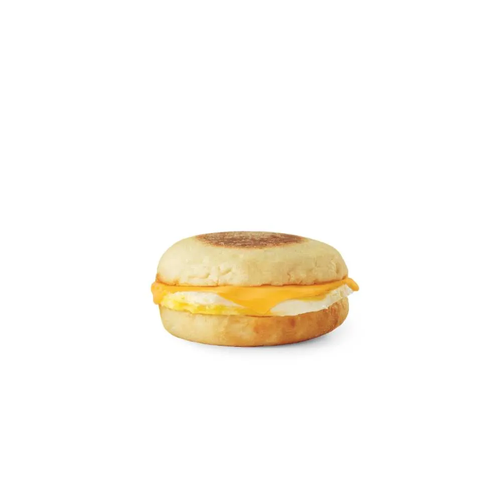 Wendy's egg and melted cheddar cheese on warm toasted English muffin no meat