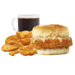 Wendy's crispy fried chicken fillet on a golden honey butter biscuit