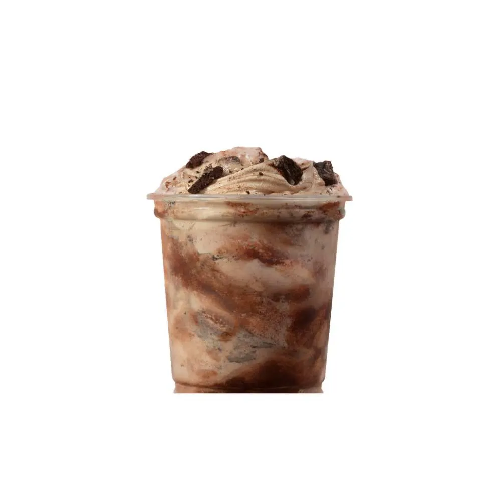 Wendy's Oreo brownie twist frosty fusion blended with chocolate chunks and cookie pieces