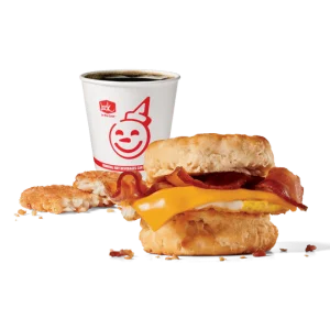 Wendy's sausage egg and cheddar cheese on a warm flaky buttermilk biscuit combo